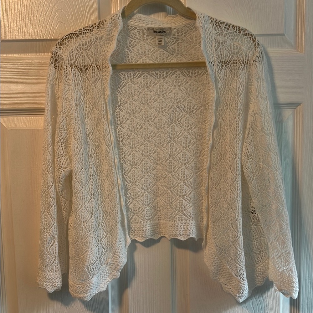 White Open-Knit cropped Sweater- like new-xl
